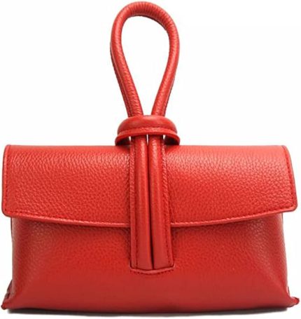 FLORENCE LEATHER Market Handbag with Leather Strap for Women 22 x 5 x 11 cm - Rosita - Made in Italy (Red)