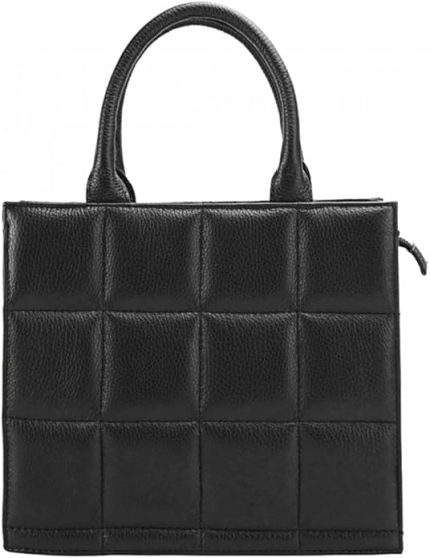 FLORENCE LEATHER MARKET Women's Leather Handbag with Shoulder Strap 25 x 8 x 20 cm - Zama - Made in Italy (Black), Black