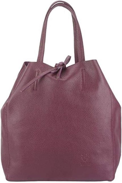 FLORENCE LEATHER MARKET Babila Women's Leather Shopping Bag 30 x 15 x 35 cm - Made in Italy, bordeaux